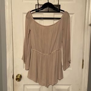 Taupe off the shoulder romper